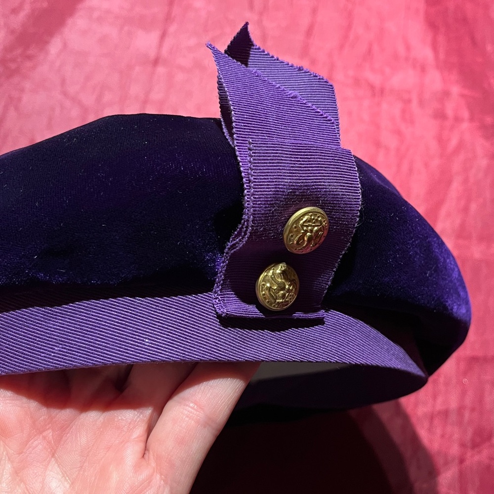 Vintage Purple Velvet Hat with Gold Accents